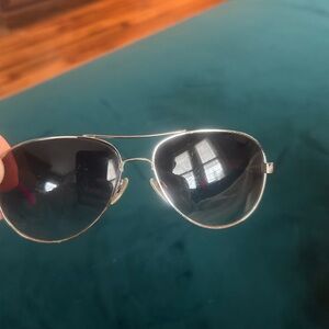 CHANEL Silver and Black Aviator Sunglasses